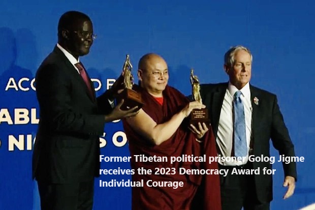 Former Tibetan political prisoner wins international democracy award